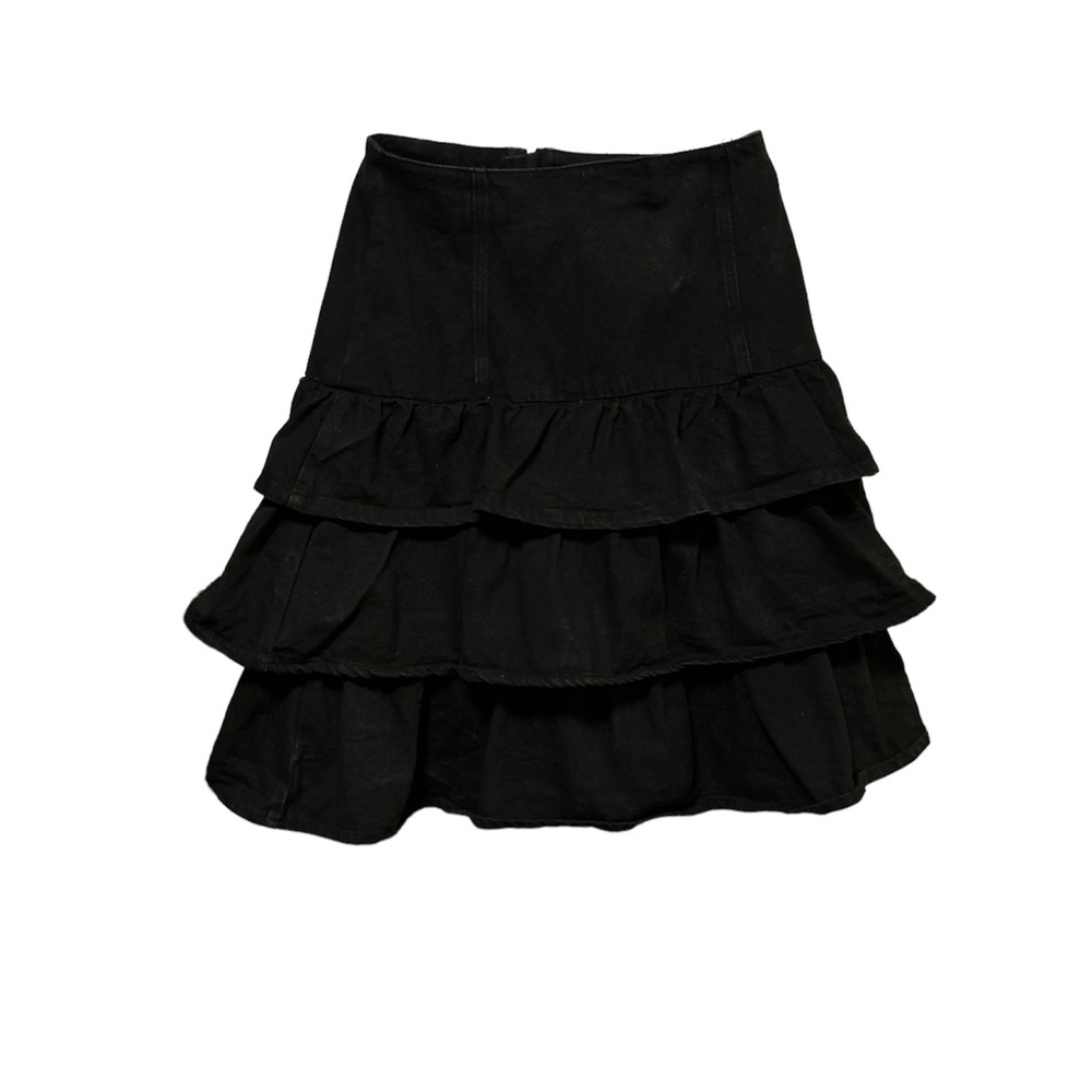 Shein tiered black denim skirt
